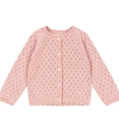 Børn Konges Sløjd Cardigans|Cardigan - Strik - Mellow Rose m. Hulmønster