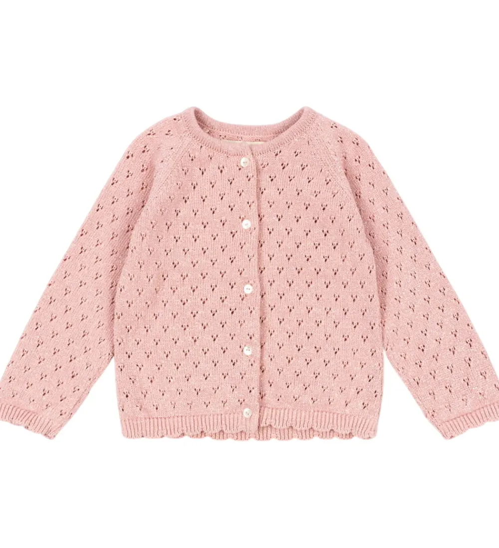 Børn Konges Sløjd Cardigans|Cardigan - Strik - Mellow Rose m. Hulmønster