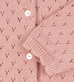 Børn Konges Sløjd Cardigans|Cardigan - Strik - Mellow Rose m. Hulmønster