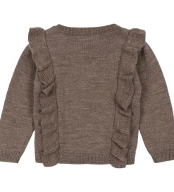 Børn Konges Sløjd Cardigans|Cardigan - Uld - Strik - Fiol Frill - Brunmeleret