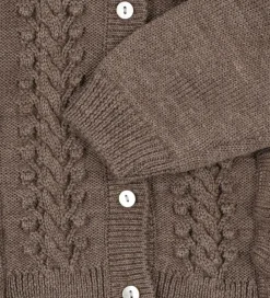 Børn Konges Sløjd Cardigans|Cardigan - Uld - Strik - Fiol Frill - Brunmeleret