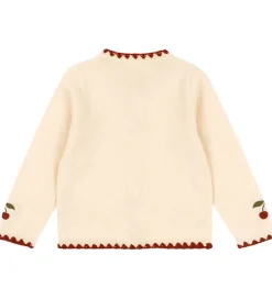 Børn Konges Sløjd Cardigans>Cardigan - Uld - Collette - Off White m. Kirsebær