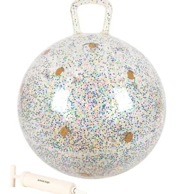 Konges Sløjd Tumledyr|Bolde|Hoppebold m. Håndtag - Glitter - Lemon - 50 cm