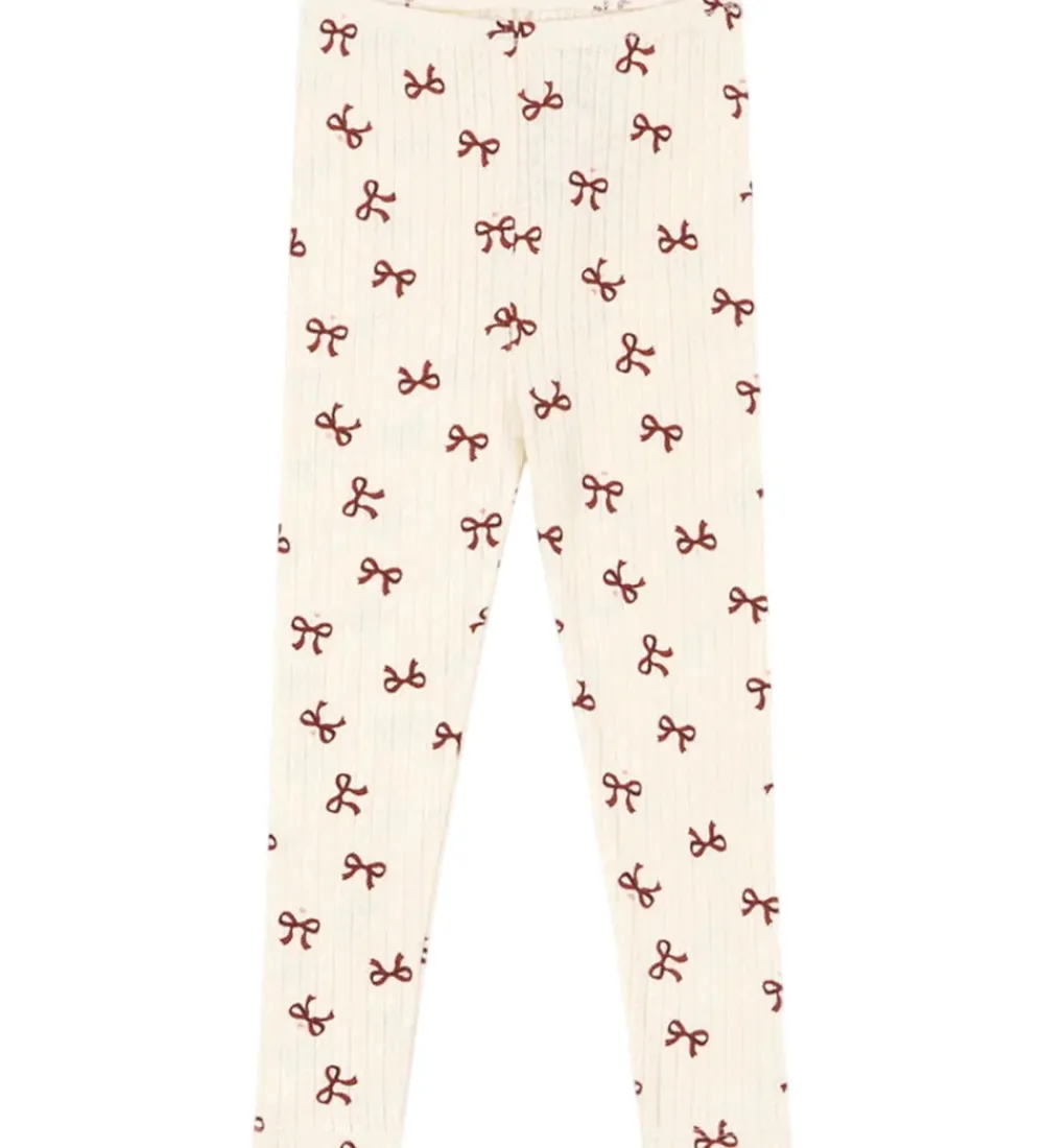 Børn Konges Sløjd Leggings>Leggings - Minnie - Bow Rouge m. Hulmønster