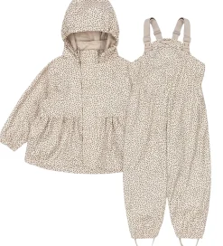 Børn Konges Sløjd Regntøj>Regntøj m. Seler/Fleece - PU - Rainy Palme - Milk T