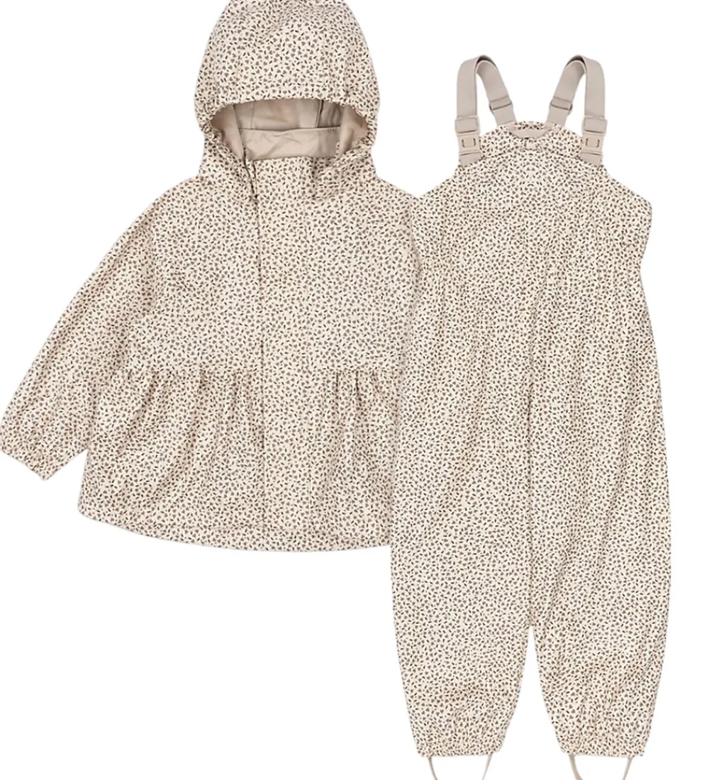 Børn Konges Sløjd Regntøj>Regntøj m. Seler/Fleece - PU - Rainy Palme - Milk T