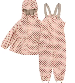 Børn Konges Sløjd Regntøj>Regntøj m. Seler/Fleece - PU - Rainy Palme - Coeur