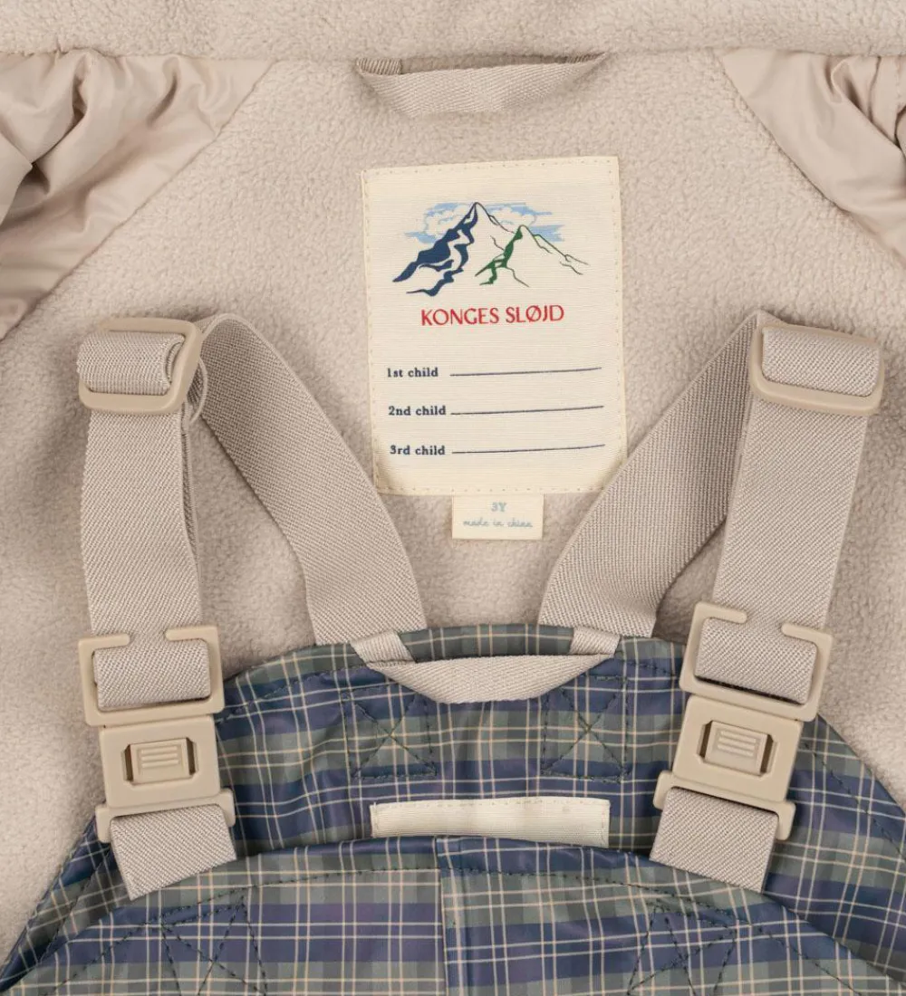 Børn Konges Sløjd Regntøj|Regntøj m. Seler/Fleece - Palme - Laurel Blue Check