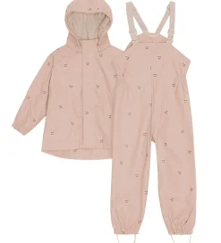 Børn Konges Sløjd Regntøj>Regntøj m. Seler/Fleece - PU - Rainy Palme - Cherry