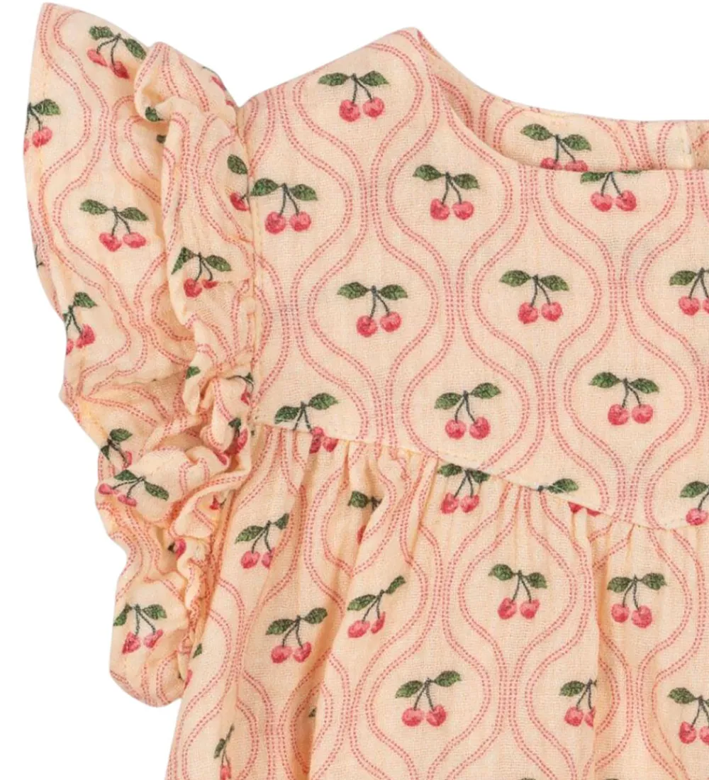 Børn Konges Sløjd Sommerdragter>Sommerdragt - Musselin - Coco - Cherry Pink Motif