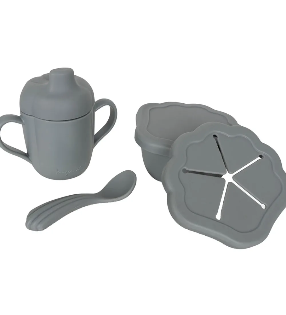 Konges Sløjd Spisesæt|Spisesæt - Silicone - 3 dele - Light Blue