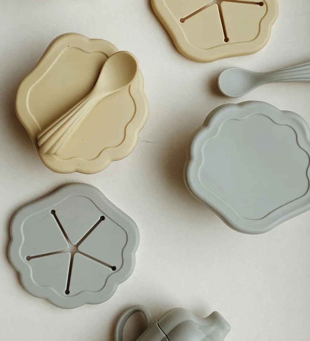 Konges Sløjd Spisesæt|Spisesæt - Silicone - 3 dele - Light Blue