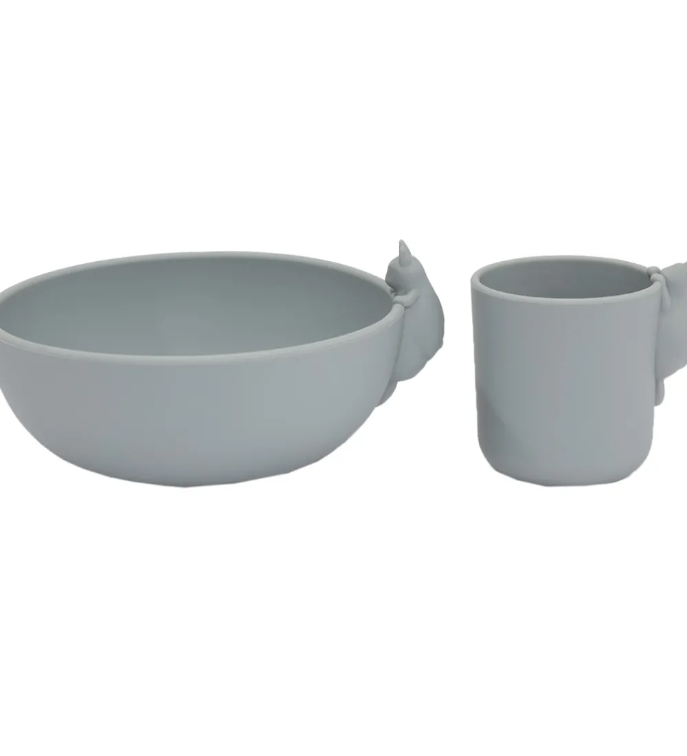 Konges Sløjd Spisesæt|Spisesæt - Silikone - 2 dele - Bunny - Quarry Blu