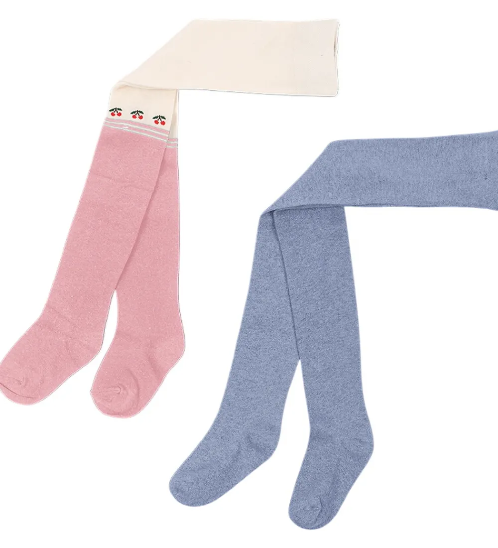 Børn Konges Sløjd Strømpebukser>Strømpebukser - Bambus - 2-pak - Purple/Pink Dolphi