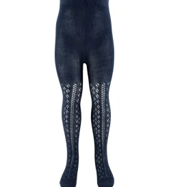 Børn Konges Sløjd Strømpebukser|Strømpebukser - Bomuld/Uld - Navy m. Hulmønster