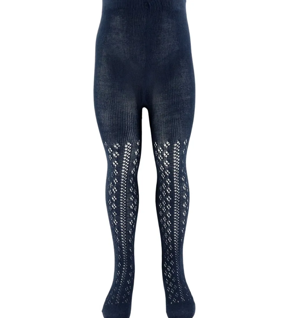 Børn Konges Sløjd Strømpebukser|Strømpebukser - Bomuld/Uld - Navy m. Hulmønster