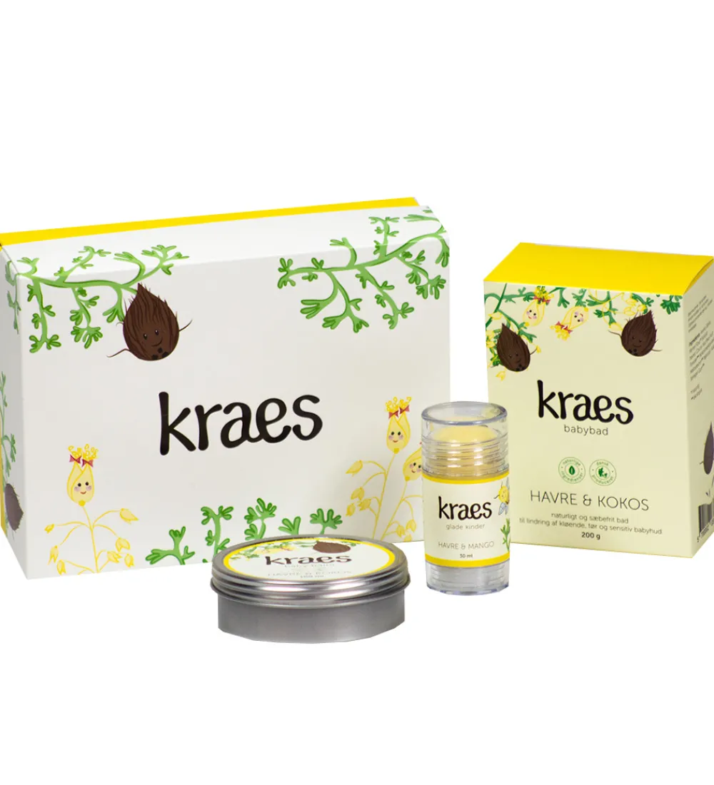 Kraes Cremer|Gaveæske - Babybad/Baby Balm/Glade Kinder - Havre & Kokos
