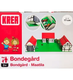 Krea Trælegetøj|Bondegård - Træ - 77x53 cm - Hvid/Rød