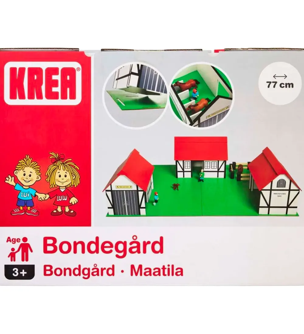 Krea Trælegetøj|Bondegård - Træ - 77x53 cm - Hvid/Rød