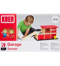 Krea Trælegetøj>Garage - Træ - 43x24 cm - Rød/Natur