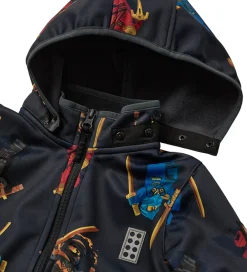 Børn LEGO® Wear Softshell|LEGO® Ninjago Softshelljakke - LWSaku 602 - Koksgrå m. Ninjaer