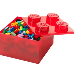 LEGO® Storage Bokse Og Kasser|Opbevaring>Opbevaringsboks - 4 Knopper - Translucent Red