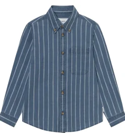 Børn Les Deux Drengetøj|Skjorter>Skjorte - Kash Indigo Stripe - Denim Blue