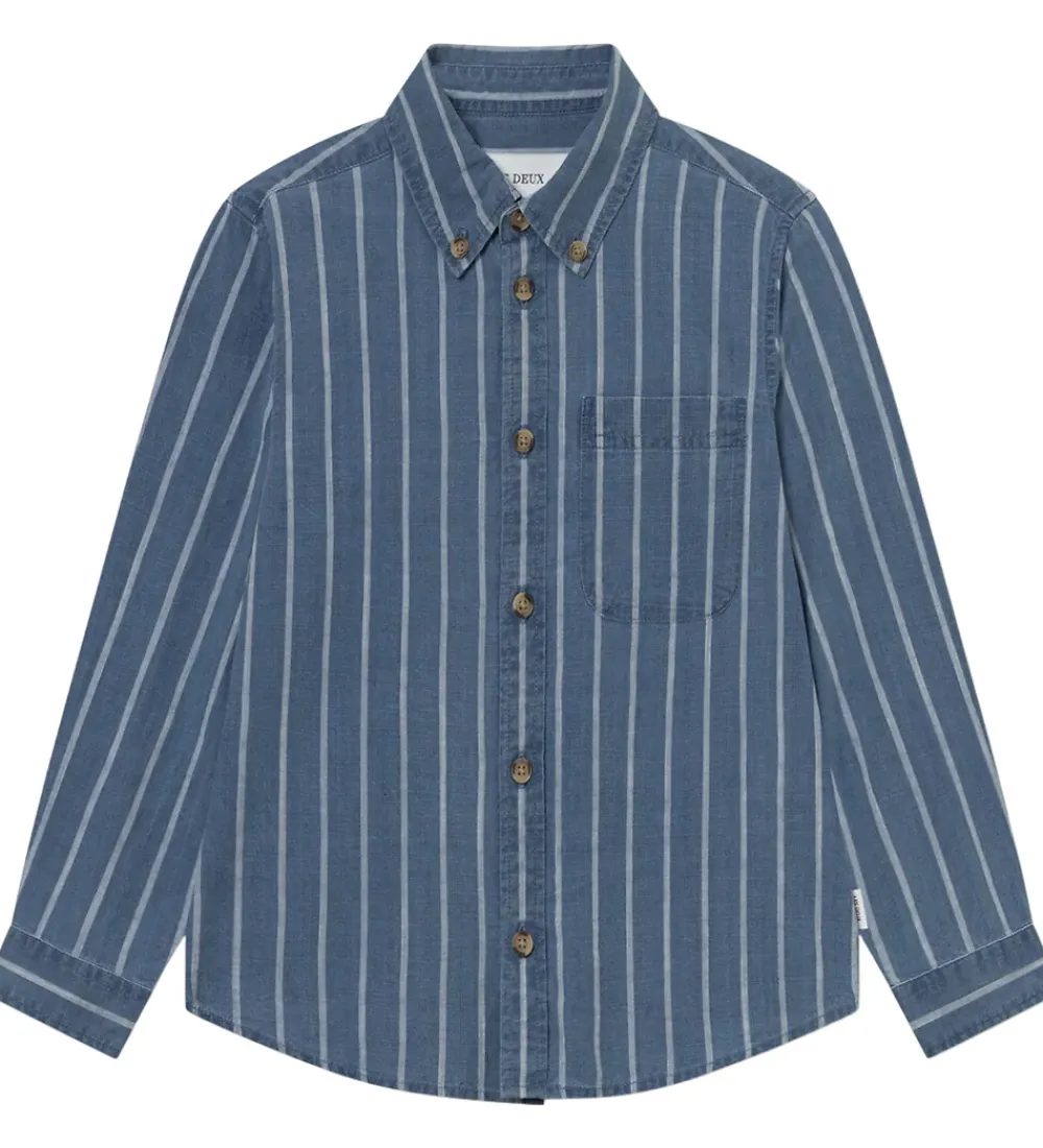 Børn Les Deux Drengetøj|Skjorter>Skjorte - Kash Indigo Stripe - Denim Blue