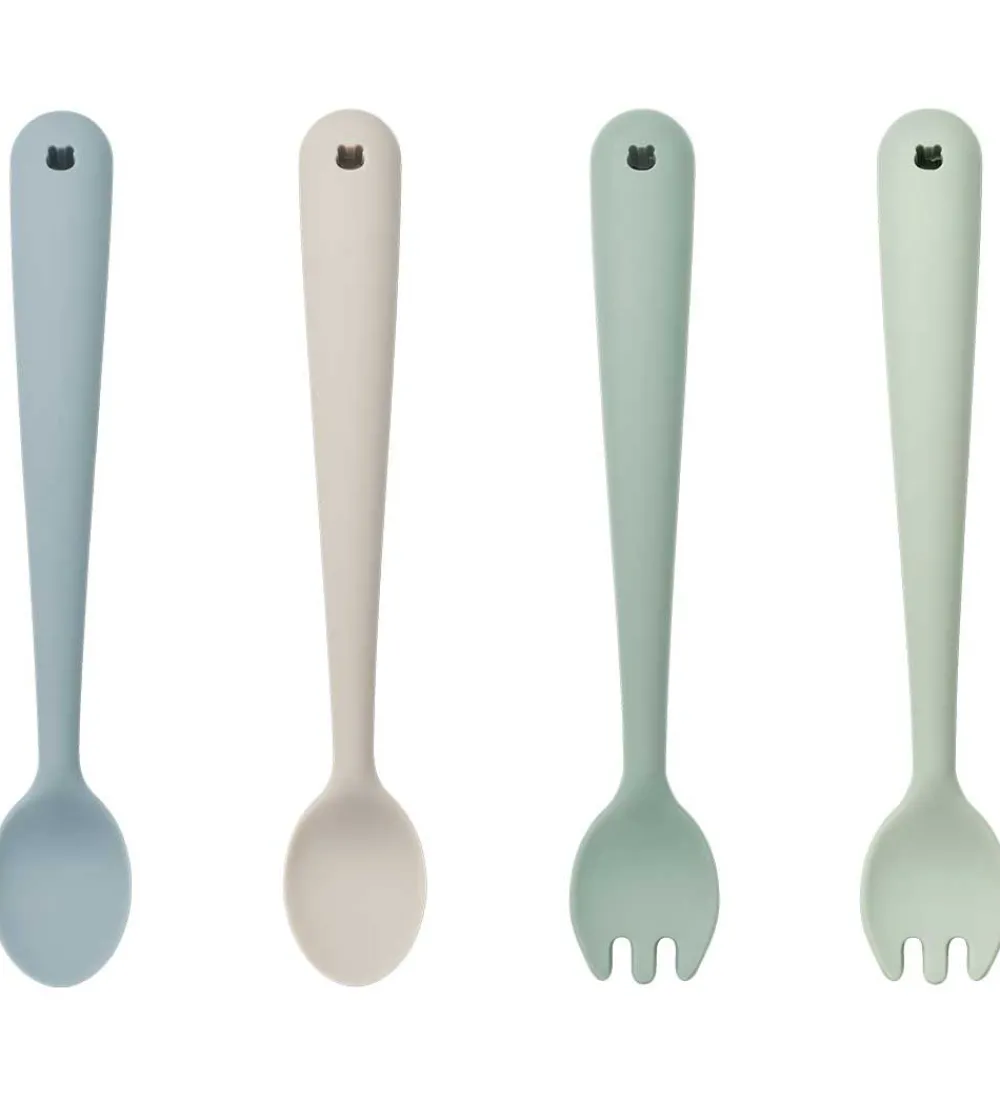 Børn Liewood Børnebestik|Børnebestik - 4-Pak - Silikone - Shea - Dusty Mint