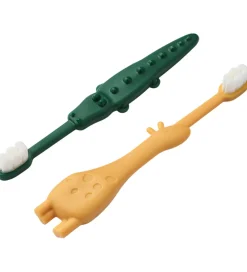 Liewood Tandbørster|Pleje- Og Toiletartikler>Børnetandbørster - Fabio - 2-pak - Yellow Mellow/Garden