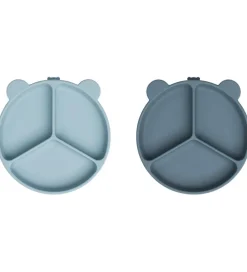 Liewood Skåle|Rumdelt Skåle - 2-pak - Stacy - Sea Blue/Whale Blue Mix