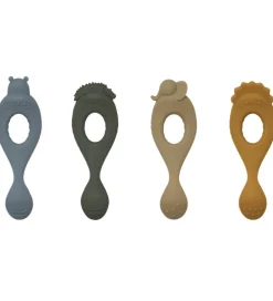Børn Liewood Børnebestik|Babyskeer>Skeer - Silikone - Liva - 4-pak - Safari/Blue Multi Mix