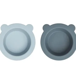 Liewood Skåle|Skål m. Sugekop - 2-pak - Silikone - Peony - Sea Blue/Wh