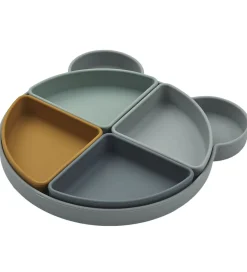 Liewood Tallerkener|Tallerken - Arne - Silikone - 4 Rum - Mr Bear/Blue Fog M