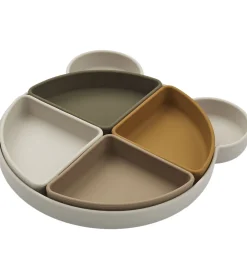 Liewood Tallerkener|Tallerken - Arne - Silikone - 4 Rum - Mr Bear/Sandy Mult