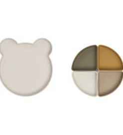 Liewood Tallerkener|Tallerken - Arne - Silikone - 4 Rum - Mr Bear/Sandy Mult