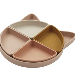 Liewood Tallerkener|Tallerken - Arne - Silikone - 4 Rum - Cat Rose Multi Mix