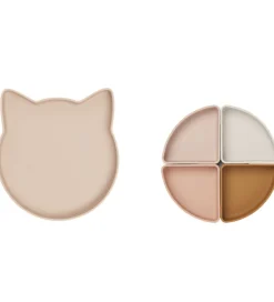 Liewood Tallerkener|Tallerken - Arne - Silikone - 4 Rum - Cat Rose Multi Mix