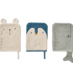 Liewood Vaskeklude|Pleje- Og Toiletartikler>Vaskeklude - 3-Pak - Sylvester - Arctic Sea/Ocean View