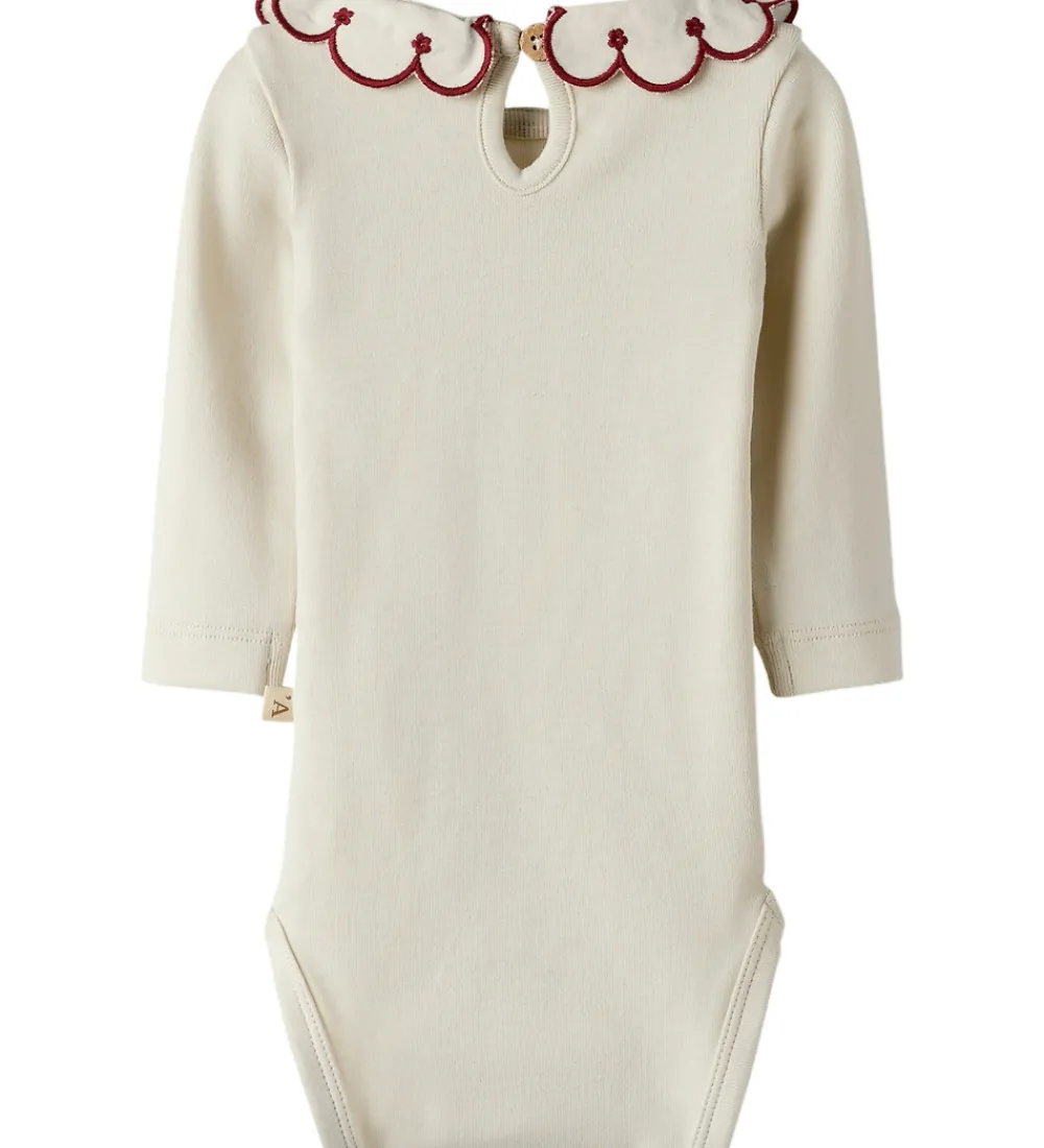 Børn Lil Atelier Bodyer>Lil' Atelier Body L/Æ - NmfFundo - Turtledove/ Red Dahila