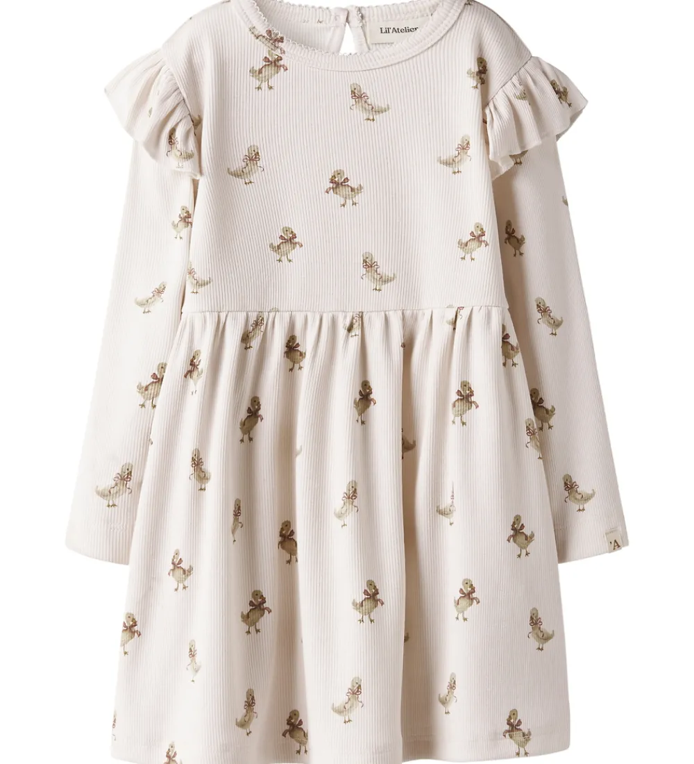 Børn Lil Atelier Kjoler|Juletøj|Lil' Atelier Kjole - Rib - NbfLavo - Almost Mauve/Goose