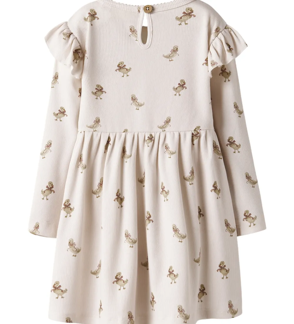 Børn Lil Atelier Kjoler|Juletøj|Lil' Atelier Kjole - Rib - NbfLavo - Almost Mauve/Goose