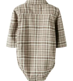 Børn Lil Atelier Bodyer|Skjortebody l/æ - NbmRebel - Sepia Tint