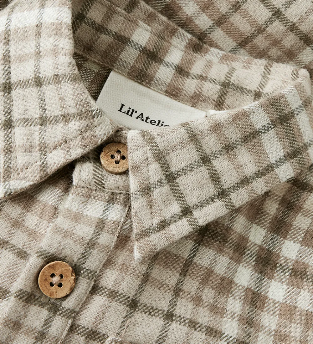 Børn Lil Atelier Bodyer|Skjortebody l/æ - NbmRebel - Sepia Tint