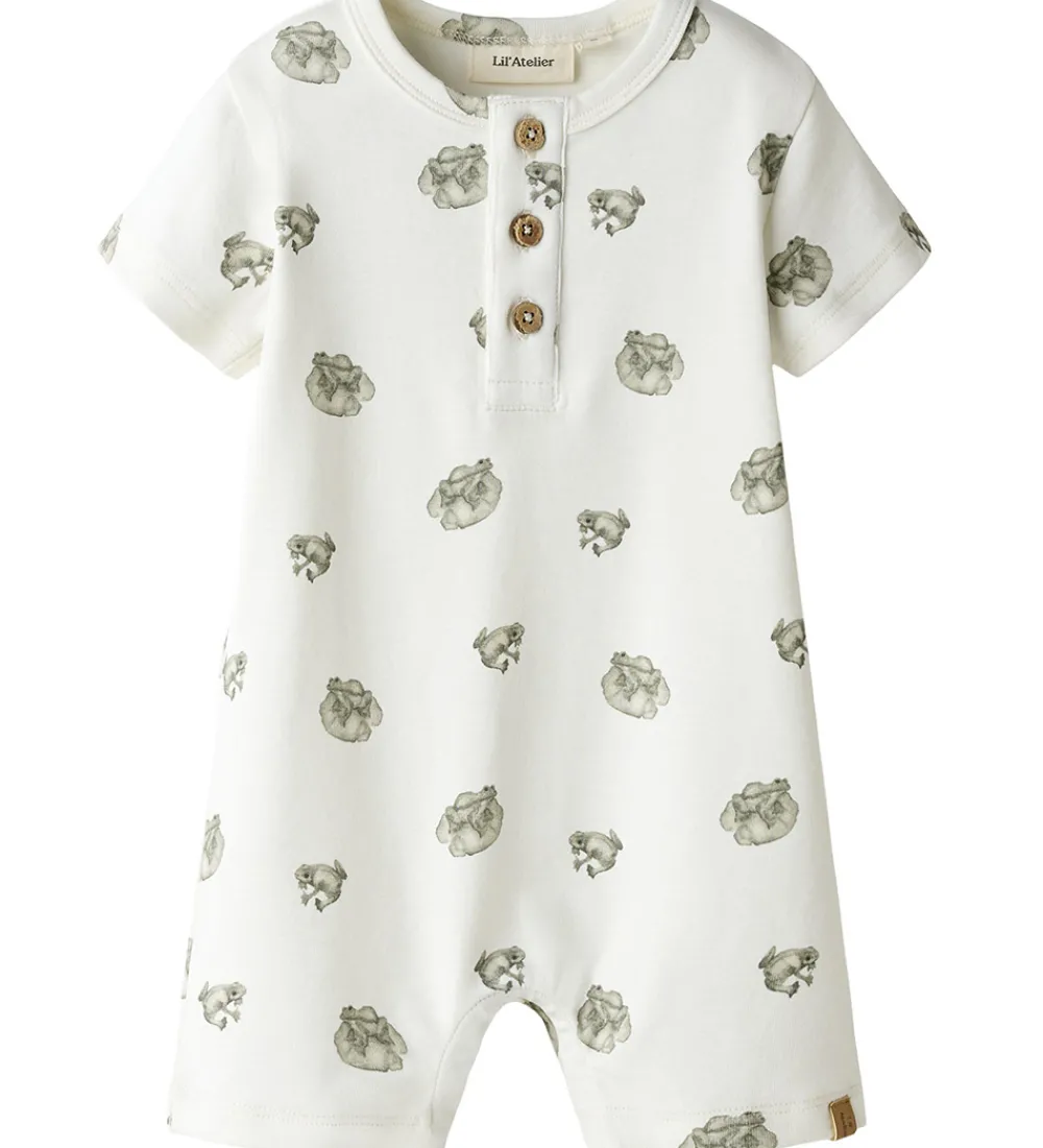 Børn Lil Atelier Sommerdragter>Lil' Atelier Sommerdragt - NbmGayo - Coconut Milk/Frog