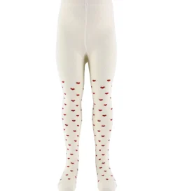 Børn Lil Atelier Strømpebukser|Strømpebukser - NbfReba - Turtledove/Red Hearts