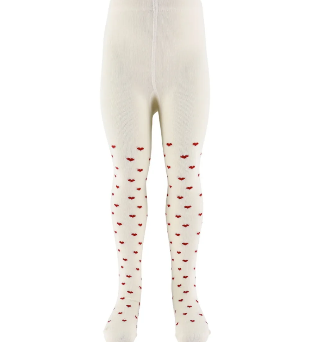 Børn Lil Atelier Strømpebukser|Strømpebukser - NbfReba - Turtledove/Red Hearts