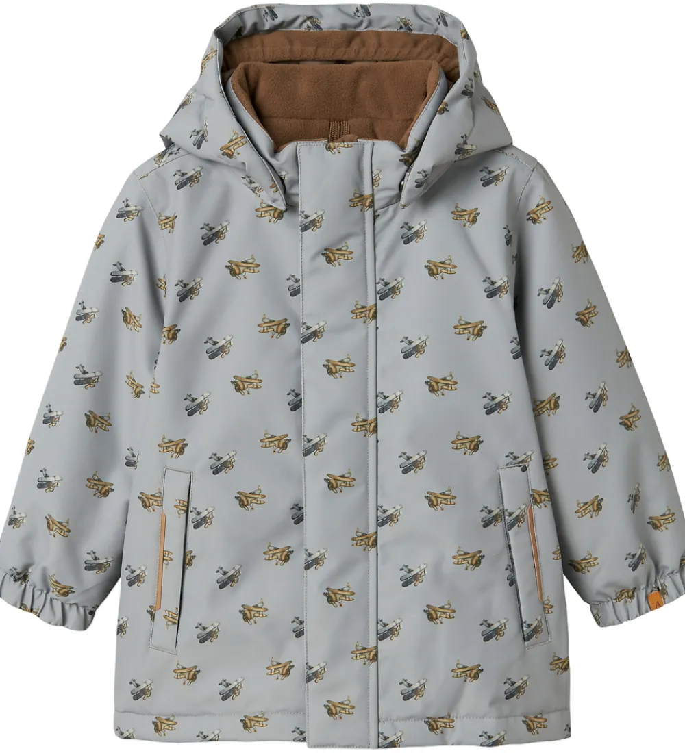 Børn Lil Atelier Vinterjakker|Lil' Atelier Vinterjakke - NmmLasnow10 - Ultimate Grey/Airplanes