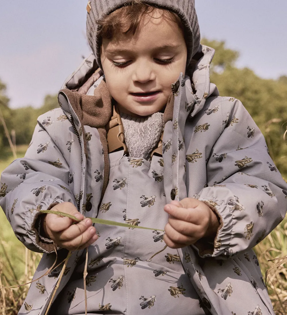 Børn Lil Atelier Vinterjakker|Lil' Atelier Vinterjakke - NmmLasnow10 - Ultimate Grey/Airplanes