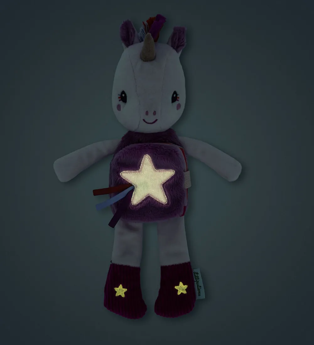 Lilliputiens Babylegetøj|Aktivitetslegetøj>Krammebog - Selvlysende - Enhjørningen Lena